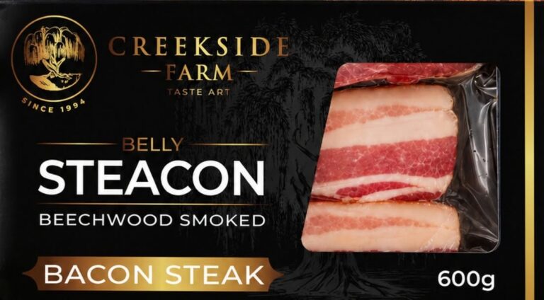 Creekside Farm Belly Steacon beechwood smoked bacon steak 600g pack